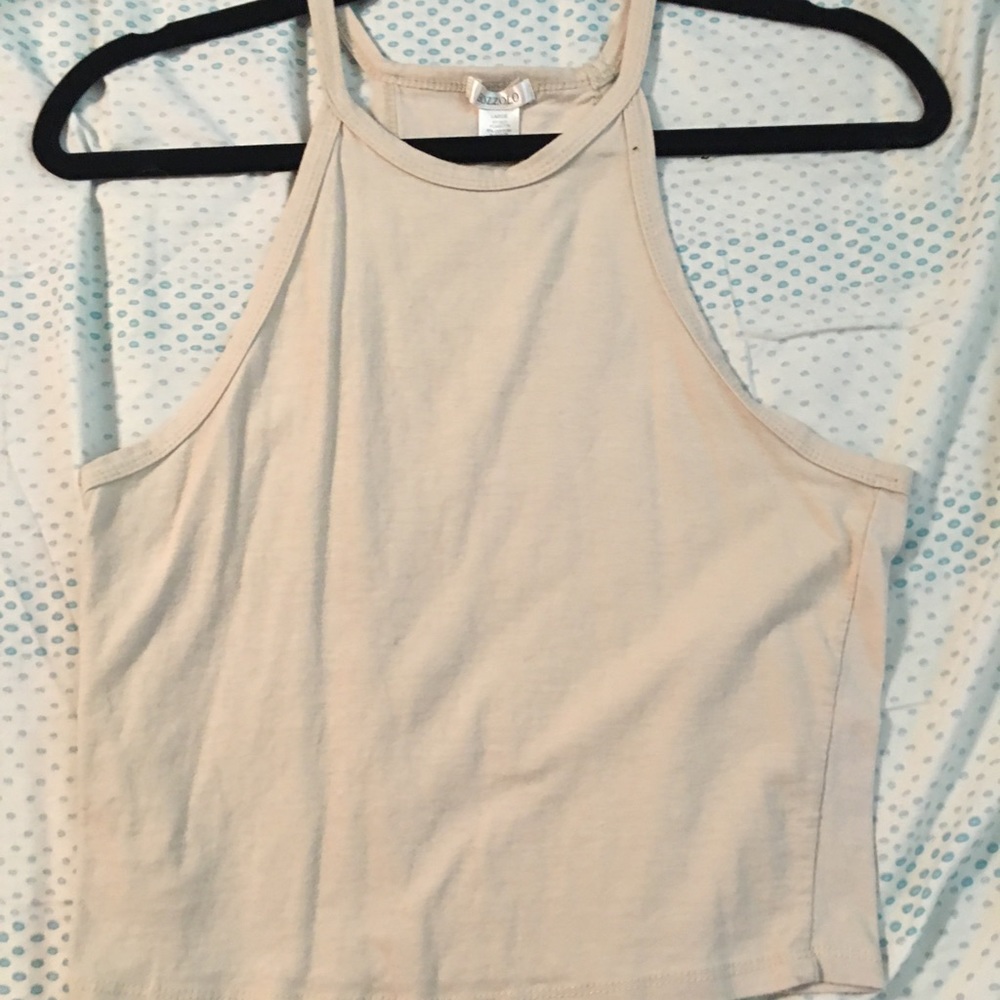 Beige crop halter top